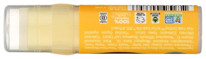 LIP BALM Mongo Kiss 6-Pack (6 tubes) Vanilla Honey by Eco Lips 100% Organic Beeswax & Cocoa Butter Lip Care with Organic Mongongo Oil - Soothe & Moisturize Dry and Cracked Lips - Made in USA-Velvo Beauty