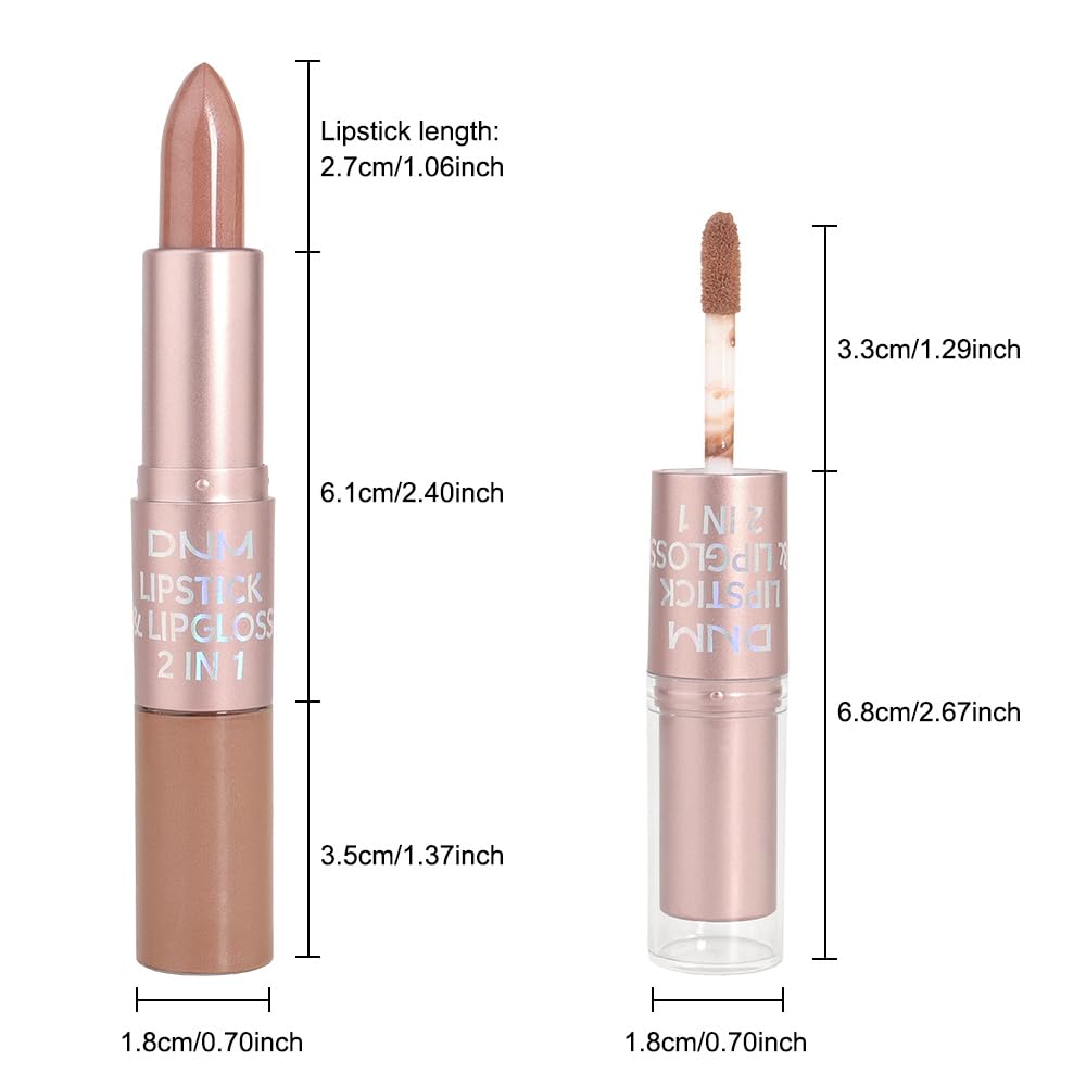 evpct 2 in 1 Nude Brown Glitter Metallic Shimmer Diamond Lipstick and Lip Gloss Set for Women Long Lasting Waterproof, Bronze Gold Sparkle Glitter Shiny Lipstick and Lip Liner Makeup Set, 03#-Velvo Beauty