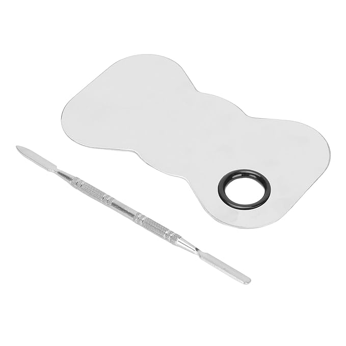 Cosmetic Makeup Palette Spatula, Mixing Bow Shape Stainless Steel Makeup Palette for Cosmetic Blend-Velvo Beauty