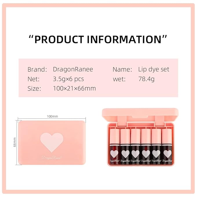 Miniling 6 Colors Lip Tint Stain Set,Korean Gloss Plumping Mini Liquid Lipstick,Multi-use and Cheek Tint,Long lasting Non-Stick Cup Waterproof, High Pigment, Vivid Color, Makeup, 1.0 Count-Velvo Beauty