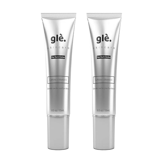 Gle Vitamin C Eye Serum for Dark Circles, Eye Wrinkles, Redness and Puffy Eyes | Anti-Aging Treatment with Caffeine, Vitamin C Hyaluronic Acid | Hydrating & Brightening Scent-Free | (Pack of 2)-Velvo Beauty