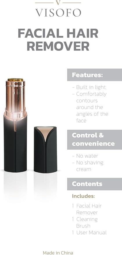 Facial Hair Removal for Women | Electric Razor Device Small Mustache Dermaplaning Remover Tools Tweezers Epilator Trimmer Face Dermaplane Shavers Beauty Gadgets Set Accessories by VISOFO (Onyx)-Velvo Beauty