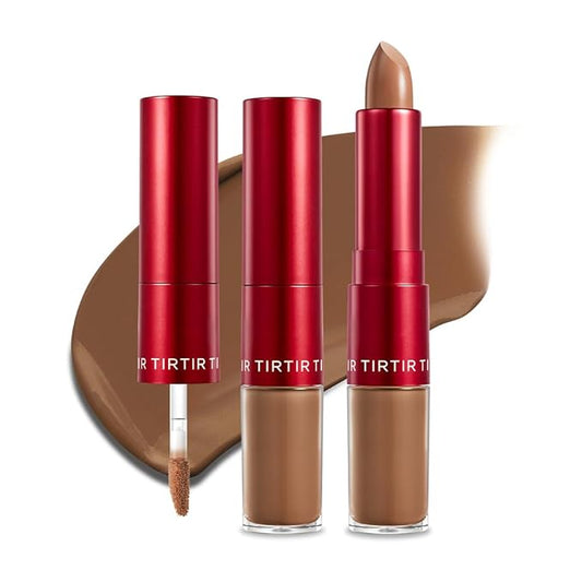TIRTIR Glide&Hide Blurring Concealer - Creamy texture, Conceals dark circles and wrinkles, Dual formula (liquid tip & balm stick), Long-lasting wear, Korean Makeup, #8.7N, 0.28 Oz-Velvo Beauty