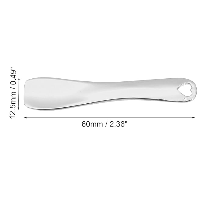 VOCOSTE 3 Pcs Makeup Spatula Mini Spoon, Eye Cream Massage Sticks Beauty Scoop, for Facial Cosmetic Face Cream, Heart Shape 2.36"x0.49", Silver Tone-Velvo Beauty