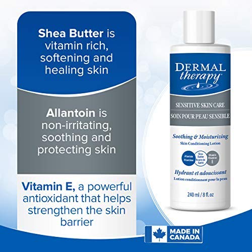 Dermal Therapy Sensitive Skin Lotion - Calming, Non-Irritating Lotion with 15% Allantoin, 10% Shea Butter, Vitamin E - Soothing Relief for Dry, Itchy, Eczema-Prone Skin - 8 fl oz / 240 ml-Velvo Beauty