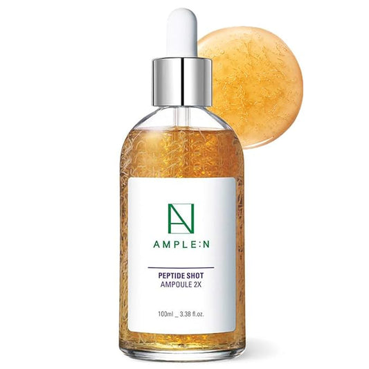 AMPLE:N Peptide Shot 2X Ampoule – Intensive Age Defying Concentrate Face Serum with Peptide Threads – Erasing Wrinkles and Improve Firmness – Lifting Sagging Skin – Plump, Repairs Skin, 3.38 fl.oz.-Velvo Beauty