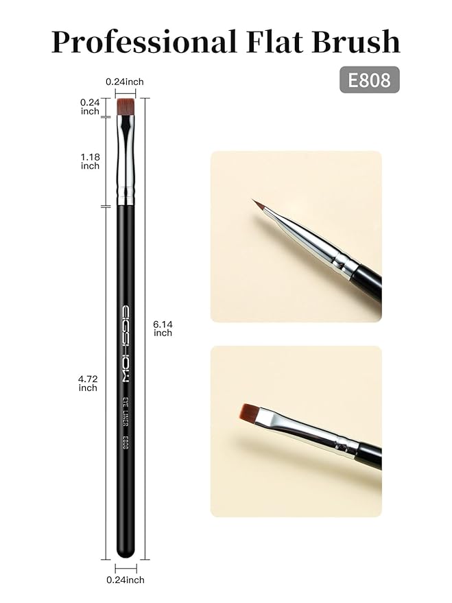 EIGSHOW Flat Eyeliner Brush, Professional Precise Eyebrow Concealer Brush for Sharp Defined, Eye Liner Application with Gel Liquid Cream Powder (E808)-Velvo Beauty