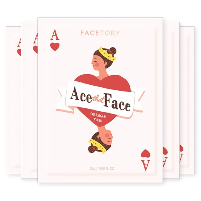 FACETORY K Beauty Face Mask Skin Care - ACE THAT FACE FIRMING COLLAGEN Sheet Mask with Collagen & Mushroom Extract | Collagen Face Mask Plumping Glowing Skin (5 Pack)-Velvo Beauty