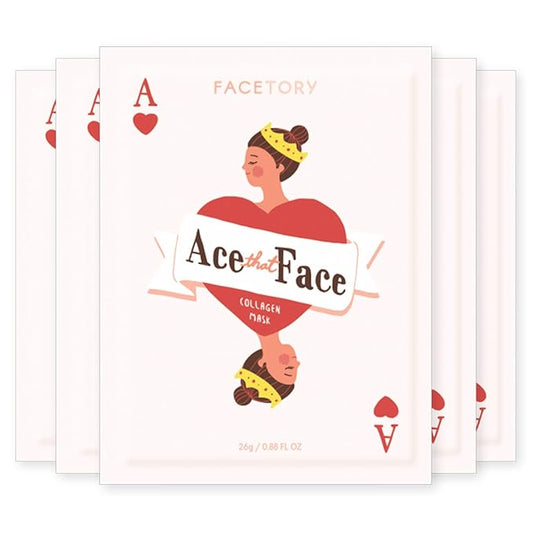 FACETORY K Beauty Face Mask Skin Care - ACE THAT FACE FIRMING COLLAGEN Sheet Mask with Collagen & Mushroom Extract | Collagen Face Mask Plumping Glowing Skin (5 Pack)-Velvo Beauty