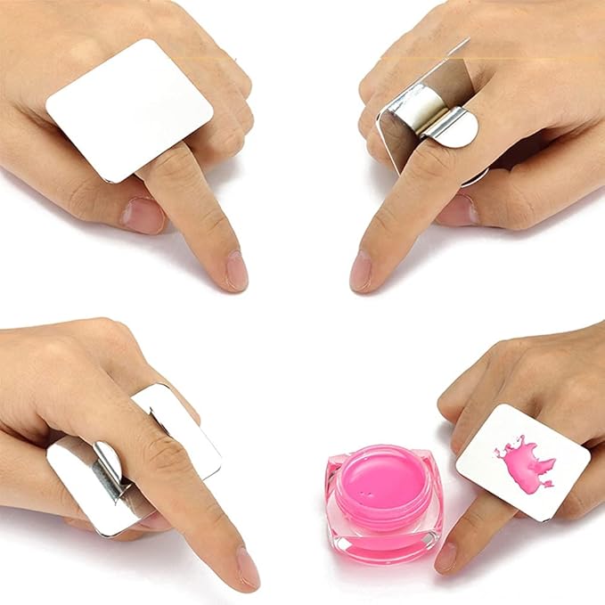 AKOAK 2 Pcs Stainless Steel Square Palette Mini Ring Makeup Palette Nail Blur Painting Tools DIY Nail Art can be Used for Eye Shadow Eyelash Pigment Mix-Velvo Beauty
