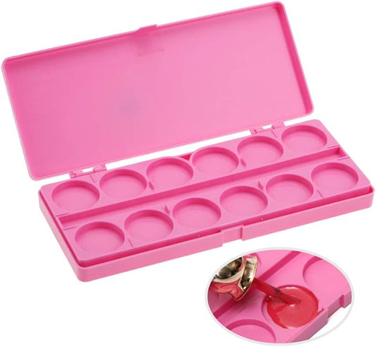 Nail Art Palette, 24 Grid Plastic Nail Art Paint Color Mixing Palette Plate Watercolor Pigment Color Mixing Case Manicure Drawing Tray(Rose Red)-Velvo Beauty