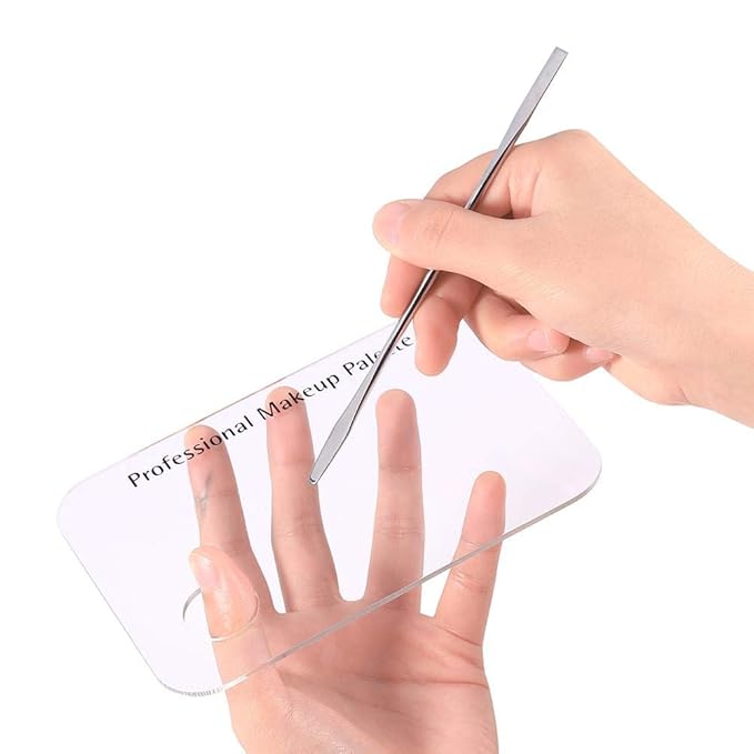 Makeup Palette with Spatula, Rotekt Clear Acrylic Makeup Nail Art Cosmetic Mixing Palette & Stainless Spatula Tool Applicators Set,Nail Holder Display Cosmetic Makeup Palette Tray Accessories-Velvo Beauty