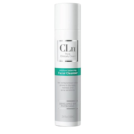 CLn® Facial Cleanser - Hydrating Facial Cleanser with Glycerin, For Skin Prone to Dryness, Eczema, Redness, Irritation & Acne Sensitivity, Fragrance-Free & Paraben-Free, 3.4 fl. oz.-Velvo Beauty