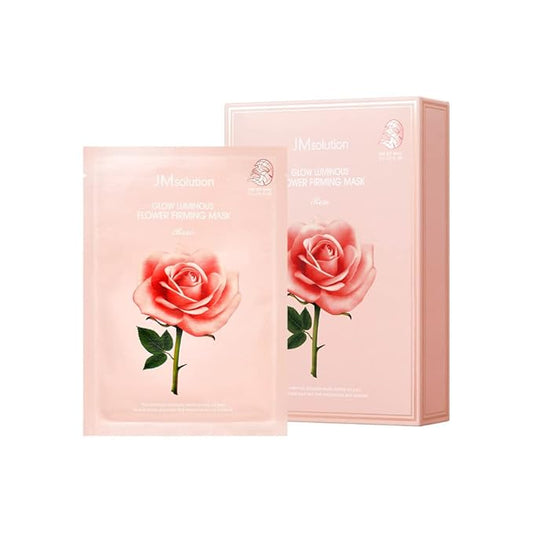 JMsolution Glow Luminous Flower Firming Mask | Rosewater & 4 Flower Extracts for Hydration, Firming & Radiance | 10 Sheets | Korean Skincare Sheet Mask for All Skin Types-Velvo Beauty
