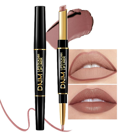 Kaely 2-in-1 Nude Brown Beige Velvet Matte Lip Liner & Lipstick Combo Set Kit for Women, Magic 24 Hours Lipstick and Lip Liner Makeup Set Stain Long Lasting Waterproof labial 48-Velvo Beauty
