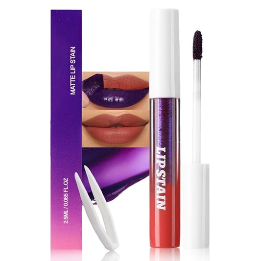 evpct Nude Brown Peel Off Lip Stain Tints with Tweezer, Matte Liquid Lipstick Lip Stain Long Lasting Waterproof for Women, Non-stick Cup Lipstick Peel Off High Pigmented Smudge-proof Easy to Apply, 04-Velvo Beauty