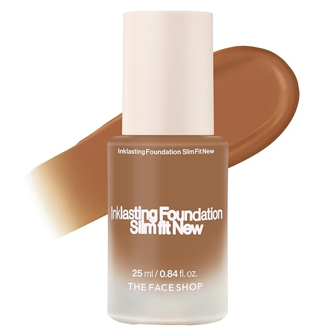 THE FACE SHOP Ink Lasting Liquid Foundation, Full Coverage, 72‑Hour Wear Semi‑Matte Finish, Makeup with Bakuchiol, W510 Hazelnut, 0.84 Fl. Oz.-Velvo Beauty