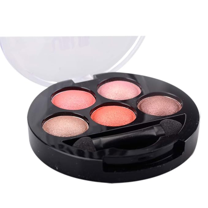 Mallofusa 5 Colors Eye Shadow Palette Powder Metallic Shimmer Eyeshadow Palette (Romantic Pink) 4.7oz-Velvo Beauty