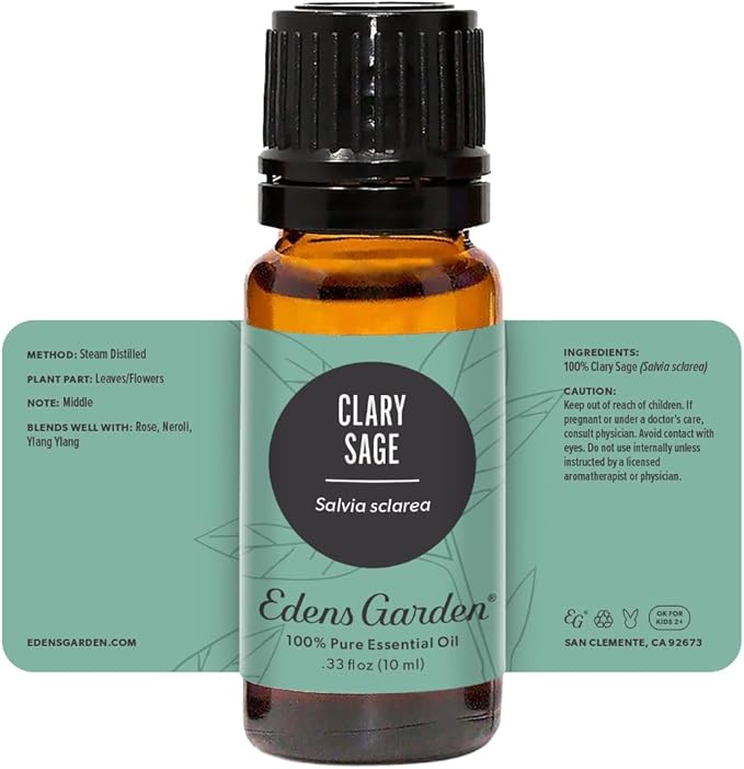 Edens Garden Clary Sage Essential Oil- 100% Pure Premium Grade, Undiluted, Natural, Therapeutic, Aromatherapy, The Best for Diffuser, Skin, Humidifiers, Kid Safe 10 ml (.33 fl oz)-Velvo Beauty