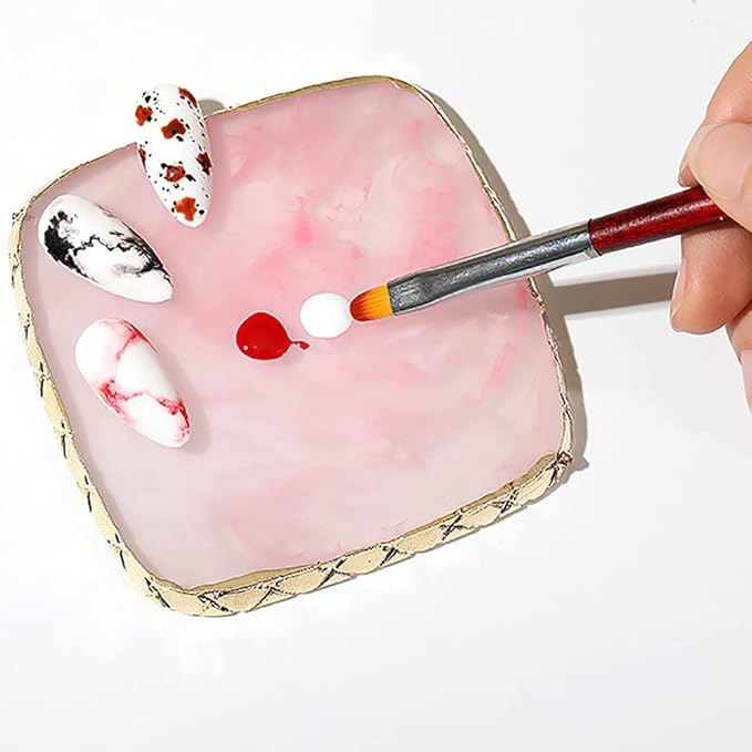 Square Nail Art Palette Painting Makeup Palette Tray Cosmetic Nail Gel Polish Colors Mixing Pallet Pink-Velvo Beauty