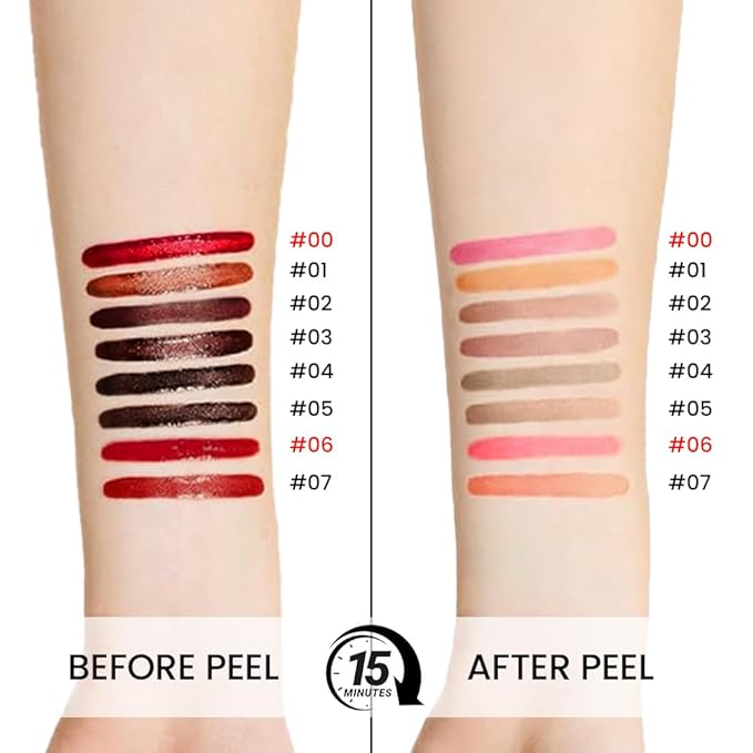 2Pcs Matte Liquid Lip Stain Peel Off Lip liner Tattoo, Matte Peel Off Lip Stain, Long Lasting Waterproof Lipstick Lip Gloss Stain, Transfer-proof for All Skin Types (0.24 fl oz-00#+06#)-Velvo Beauty