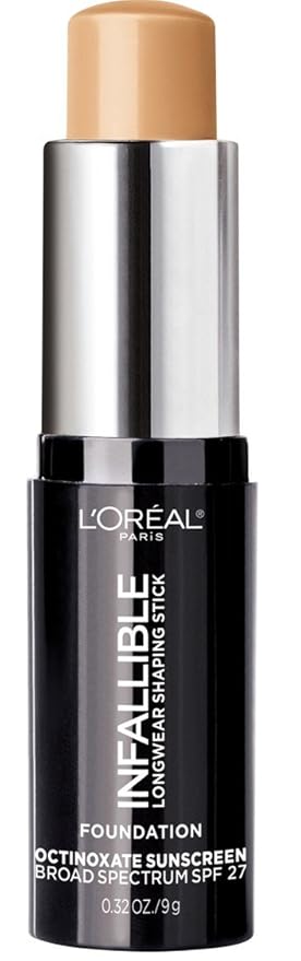 L'Oreal Paris Makeup Infallible Longwear Shaping Stick Foundation, 407 Natural Beige, 1 Tube, 0.32 Ounce-Velvo Beauty