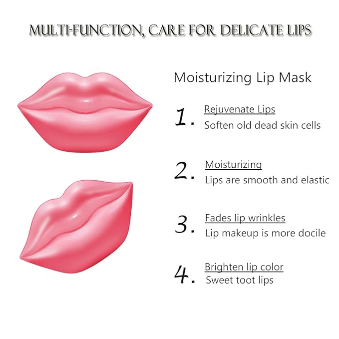 20Pcs Moisturizing/Plumping Lip Mask, Restores Moisture Mask for Dry Lips and Lines Overnight Care, Gel Treatment Masks (Pink)-Velvo Beauty