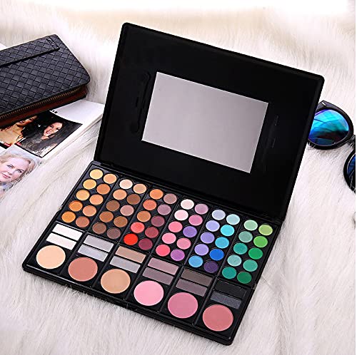 Eye Shadow 78 Color Palette Colors Eye Make up Kit Highly Pigmented Professional Cosmetic with Blush, Highlighter, Face Contour Powder Style 2-Velvo Beauty