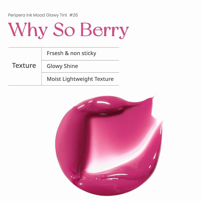 Peripera Ink Mood Glowy Tint | Lip-Plumping, Naturally Moisturizing, Lightweight, Glow-Boosting, Long-Lasting, Comfortable, Non-Sticky, Mask Friendly, No White Film (026 WHY SO BERRY (SODA CAFE))-Velvo Beauty