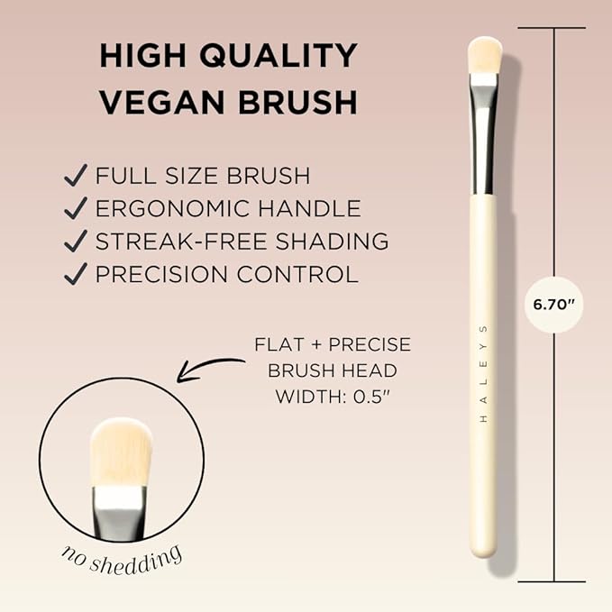 HALEYS Lid Eyeshadow Brush, Medium Flat Tapered Brush, Easy Blending and Shading for Building Eyeshadow Color, High-end Synthetic Bristles, Multi-tasking, for Cream and Powder Makeup, Vegan + CF-Velvo Beauty