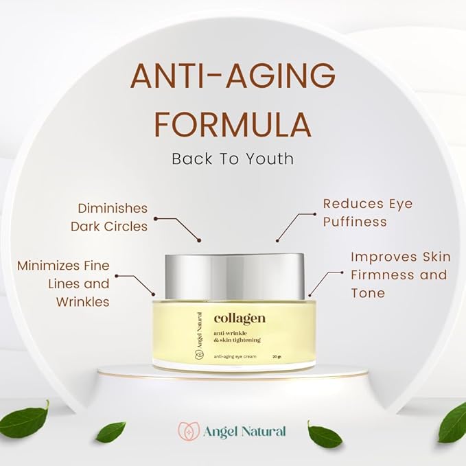 Anti-Aging Eye Cream with 5% Collagen and 5% Vitamin C, Reduce Dark Circles & Puffiness, Fine Lines and Wrinkles, Caffeine, Korean Skin Care, 0.7 Fl Oz-Velvo Beauty