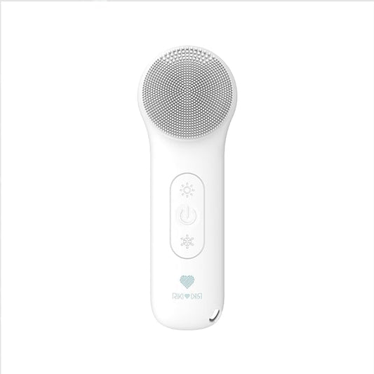 Electric Silicone Face Scrubber - 2-in-1 Facial Rotating Vibrating Exfoliating Brush - Waterproof & Portable, Rechargeable, for Cleaning, Exfoliation, Massage, Suitable for Men & Women (White)-Velvo Beauty