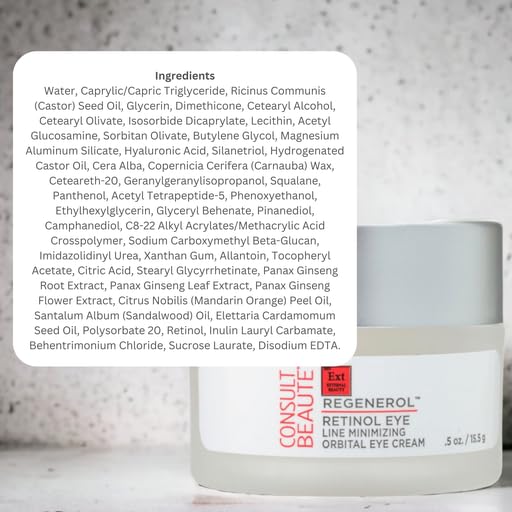 Consult Beaute Regenerol Retinol Eye Cream - Line Minimizing Orbital Eye Cream - Rejuvenating - Hyaluronic Acid - 0.5 oz-Velvo Beauty