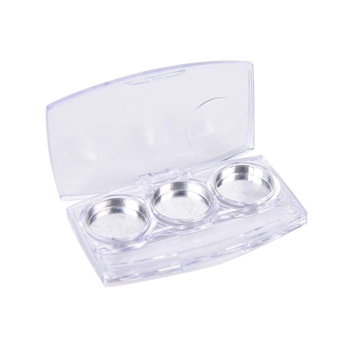 10 Pcs Clear Empty Eyeshadow Palette Plastic Eyeshadow Storage Box Case with 3 Grids Palettes Lipstick Box Pigment Palette Tray Plastic Cosmetics Container Box DIY Makeup Powder Sample Box-Velvo Beauty