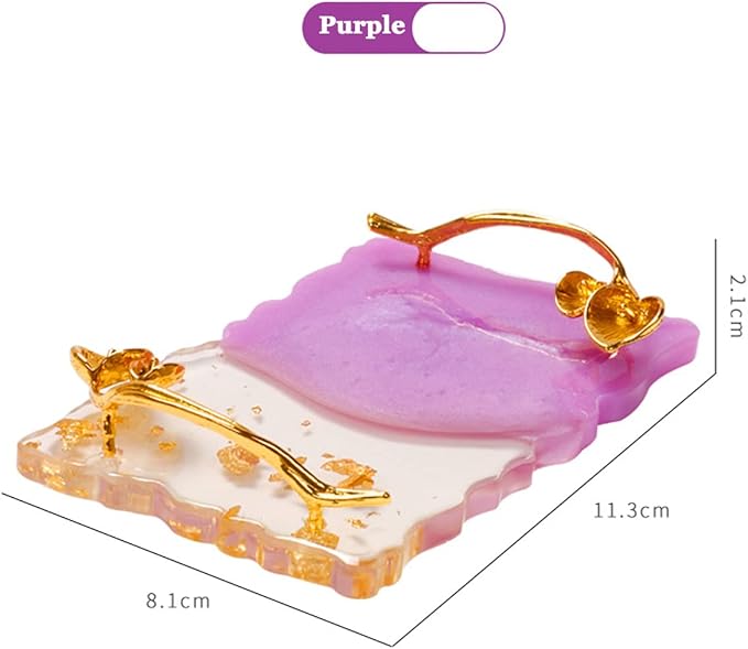 2023 Retro Nail Art Palette, Nail Painting Mixed Color Palette with Leaves Handle, Nail Holder Gel Color Makeup Display Board Pallet (Purple)-Velvo Beauty