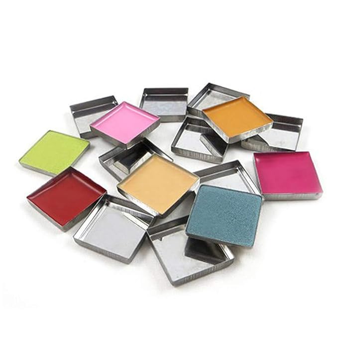 30 Pieces Empty Square Metal Tin Palette Pans Empty Square Metal Pans Cosmetic Eyeshadow Pans for Eyeshadow Palette Magnetic Makeup Palette, 26mm Wide 3.5mm Height-Velvo Beauty