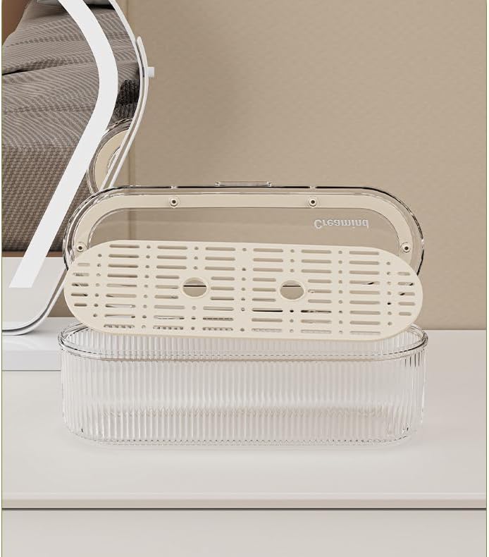 Makeup Brush Holder Organizer, Clear Acrylic Makeup Sponges Organizer, Cosmetic Storage Case with Lid, Display Case for Vanity-Velvo Beauty