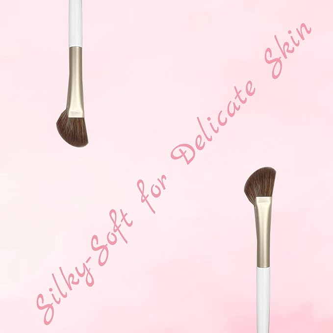 Eyeshadow Makeup Brushes Set with Case 7 PCS Soft Synthetic Hairs Eye Makeup Brushes for Blending Eyebrow Eyeliner Eyeshadow (White)-Velvo Beauty