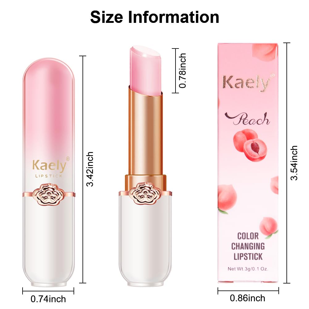 Kaely 3Pcs Peach Strawberry Blueberry Hydrating Lipstick Tinted Lip Balm, Color Changing PH Lipstick Makeup, Korean Magic Lip Stain Long Lasting Waterproof, labiales magicos 24 horas originales-Velvo Beauty