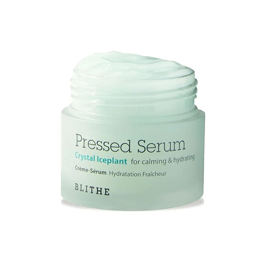 BLITHE Pressed Serum Crystal Iceplant Face Moisturizing Gel - Kbeauty Best Skin Cream for Dry Skin, Korean Serum for Combination Skin & Redness Relief, Face Moisturizer for Dry Skin Cream 0.91 Oz-Velvo Beauty