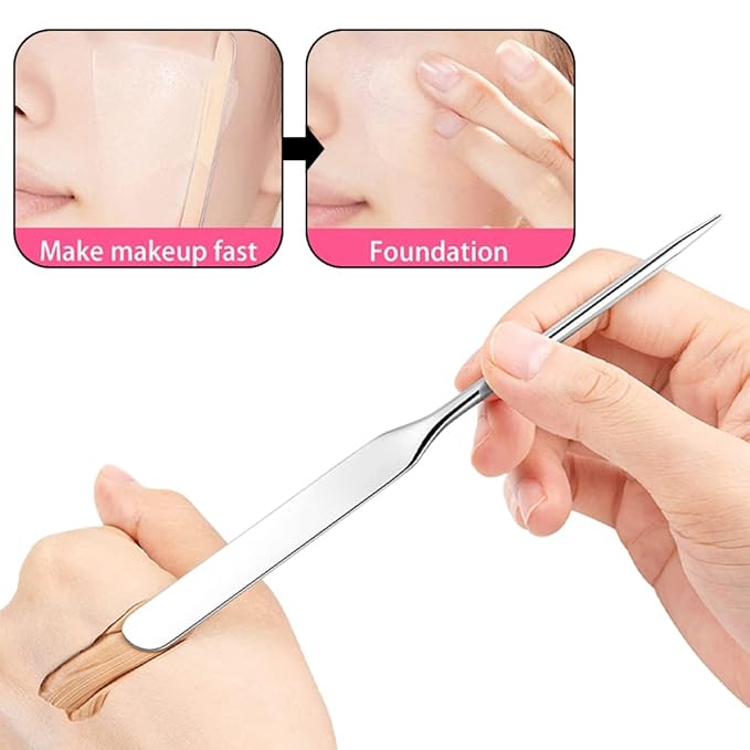 6 Pack Stainless Steel Makeup Spatula Foundation Liquid Foundation Mixer Face Cream Applicator Cosmetic Mixing Tool for Foundation Eye Shadow Cream-Velvo Beauty