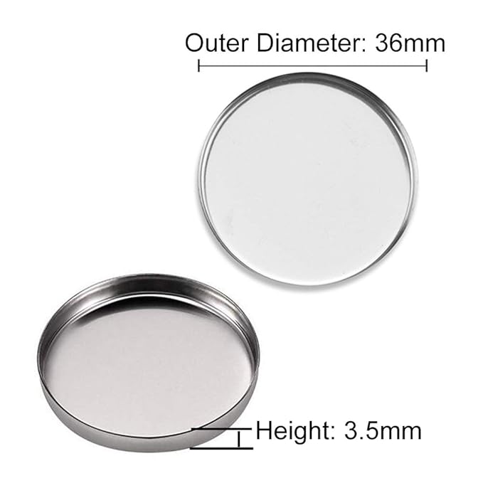 20 Pieces Empty Round Metal Tin Palette Pans Round Metal Pans Cosmetic Eyeshadow Pans for Eyeshadow Palette Magnetic Makeup Palette, 36mm Diameter 3.5mm Height-Velvo Beauty