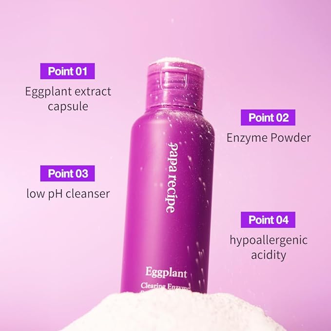 Papa Recipe Eggplant Enzyme Powder Cleanser - Soft Exfoliating Facial Wash for Sensitive Skin (50g, 1.72oz) - Korean Skincare for Radiant, Smooth Complexion, Safe for sensitive skin-Velvo Beauty