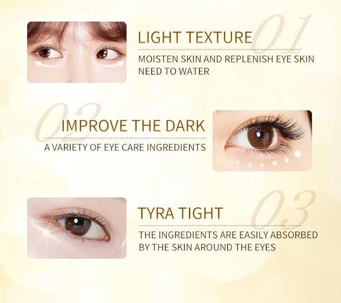 24K Gold Eye Cream For Deep Hydrating, Anti-Aging Gold Eye Cream For Dark Circles And Puffiness,Moisturizing Lightenex Gold Cream Lifting Eye SENANA (1 PACK)-Velvo Beauty