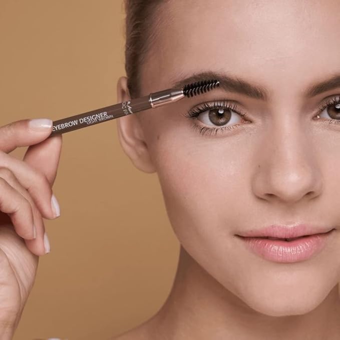 M. Asam MAGIC FINISH Eyebrow Designer Light-Brown - 4-in-1 eyebrow pencil with rotating mine & spiral brush, perfect shape & fullness thanks to powdery texture, optimal brow arch, eye make-up, 0.01 Oz-Velvo Beauty