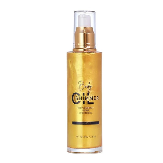 Shimmer Body Luminizer 5 Color Waterproof Smooth Face Body Glow Illuminator Non-sticky Liquid Body Highlight Illuminator for Face & Body & Leg (80 ML, 02 Gold)-Velvo Beauty