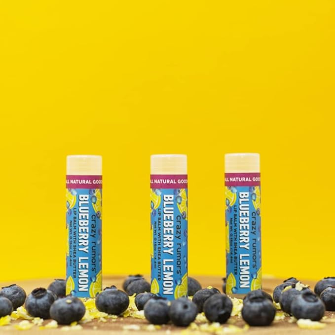 Crazy Rumors Blueberry Lemon Lip Balm. 100% Natural, Vegan, Plant-Based, Made in USA (1-Pack)-Velvo Beauty