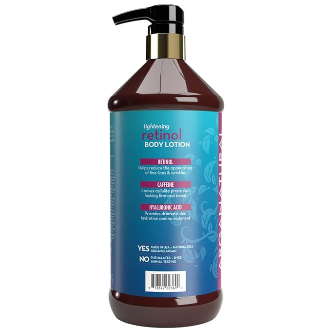 Arganatural Retinol Body Lotion with Vitamin E & Collagen – Skin Firming, Skin tightening, and Anti-Aging Cream. All in One Body Lotion for Women.-Velvo Beauty