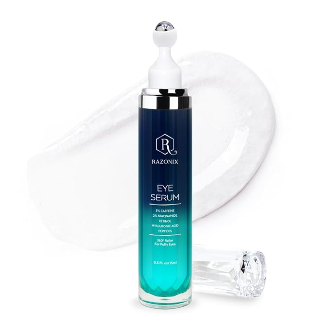 Eye Bags Treatment for Men and Women: Caffeine Eye Cream for Dark Circles – Cooling Roller for Puffiness Reducer (Medium, Unscented)-Velvo Beauty