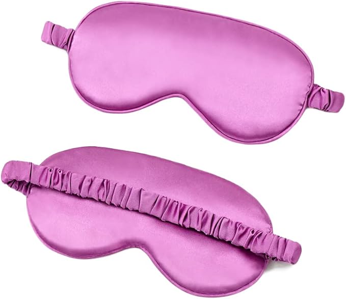 100% Natural Mulberry Soft Silk Sleep Mask, Light Blocking Eye Masks For Sleep, Night Blindfold Eye Mask Cover For Men And Women, Sleeping Night Mask For Travel (Purple)-Velvo Beauty